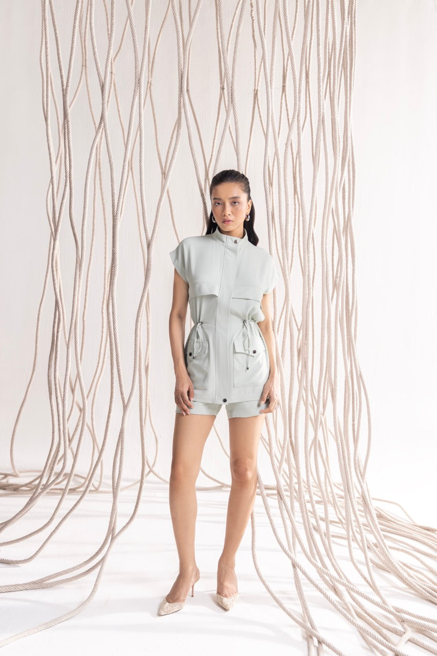 Minty Blue Mesh Jacket with Matching Shorts