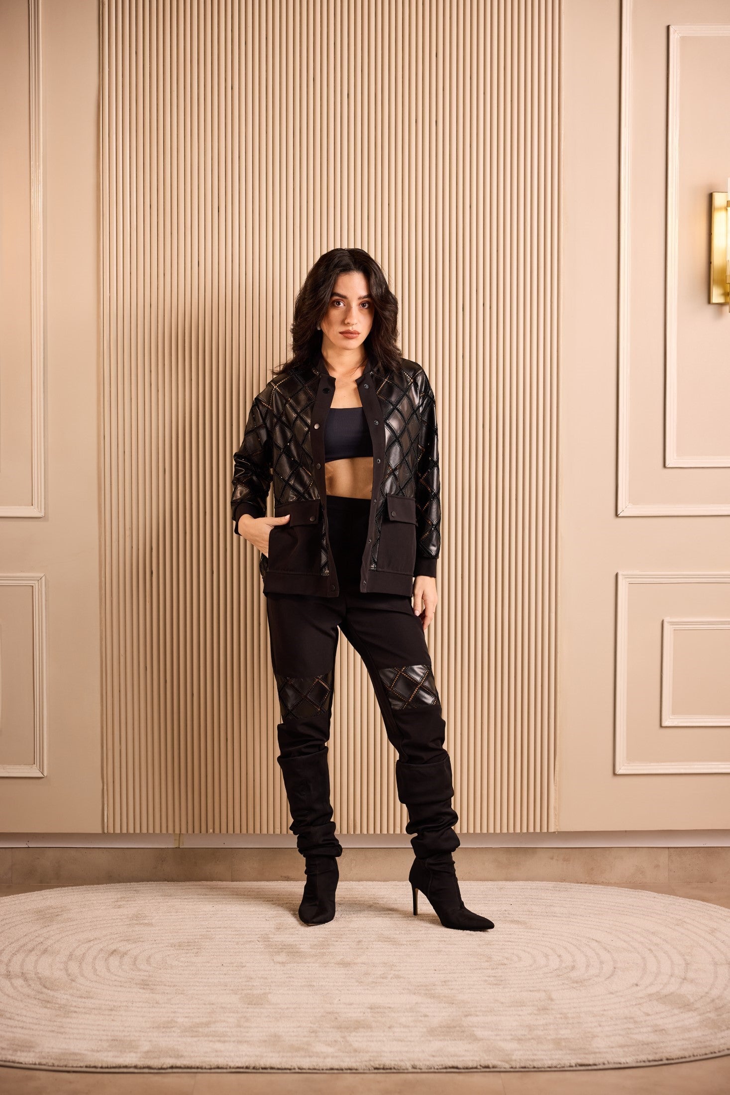 ALL-BLACK BOMBER CO-ORD SET