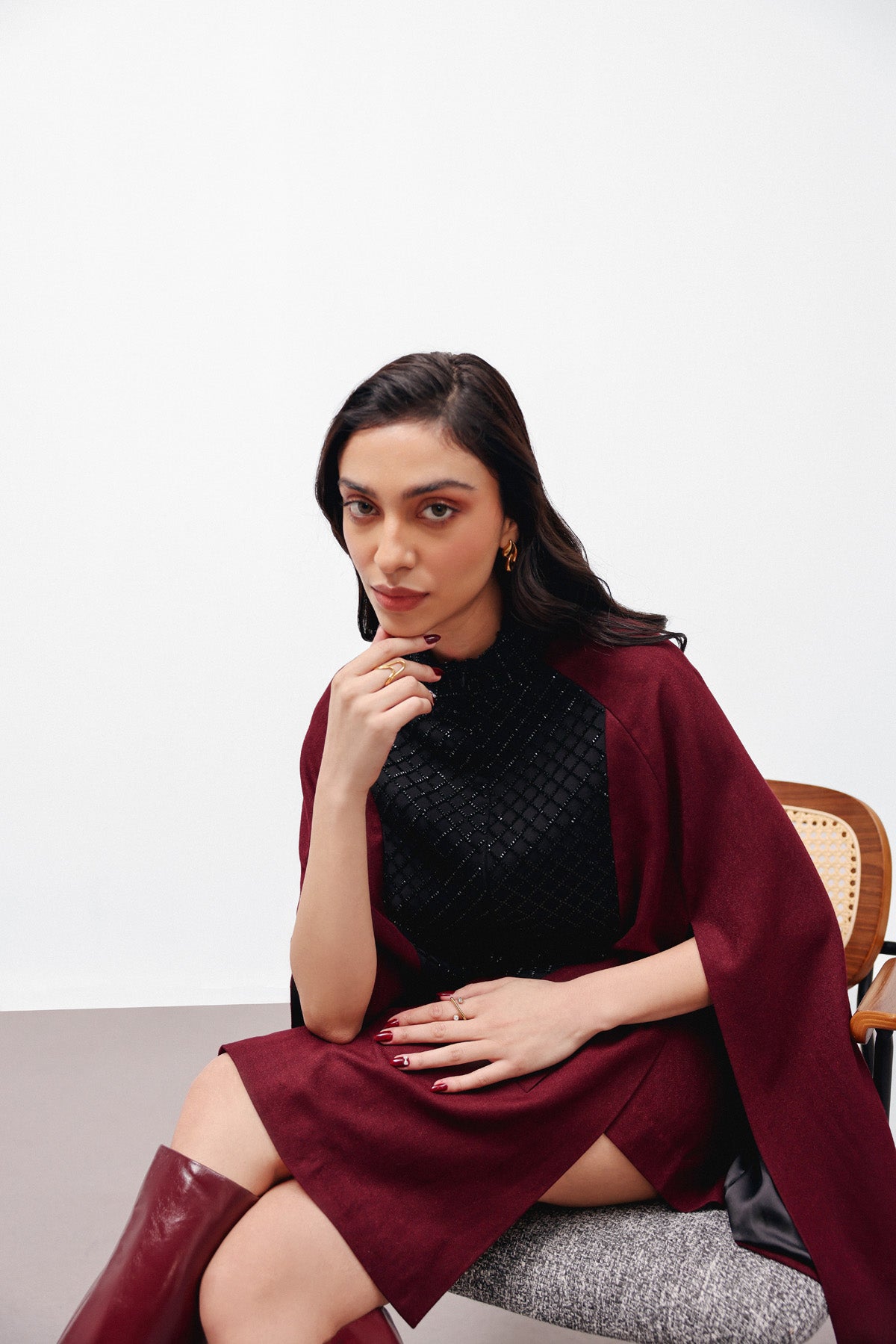 Crimsonveil Cape and Skirt set