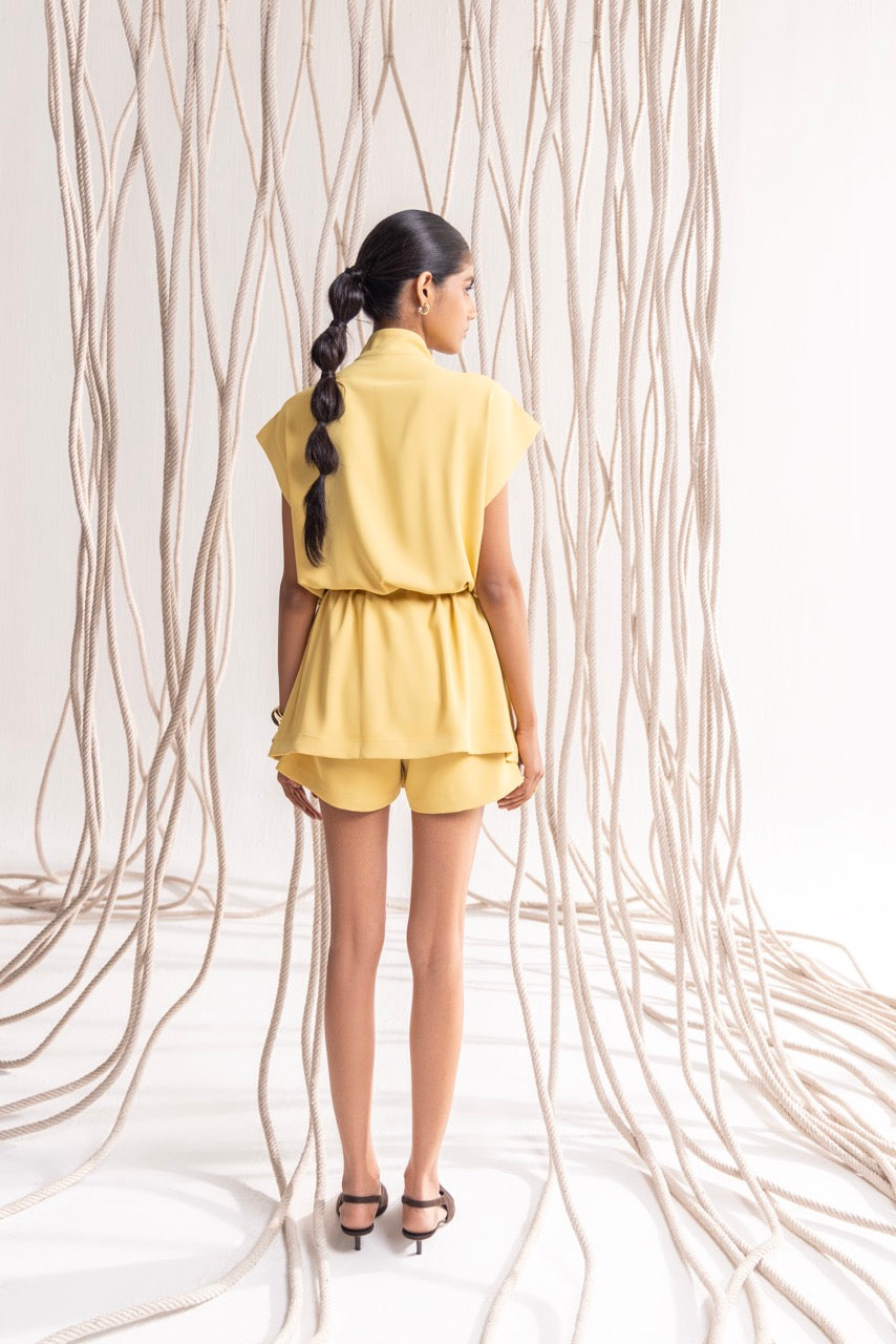 Buttercup Yellow Mesh Jacket with Matching Shorts