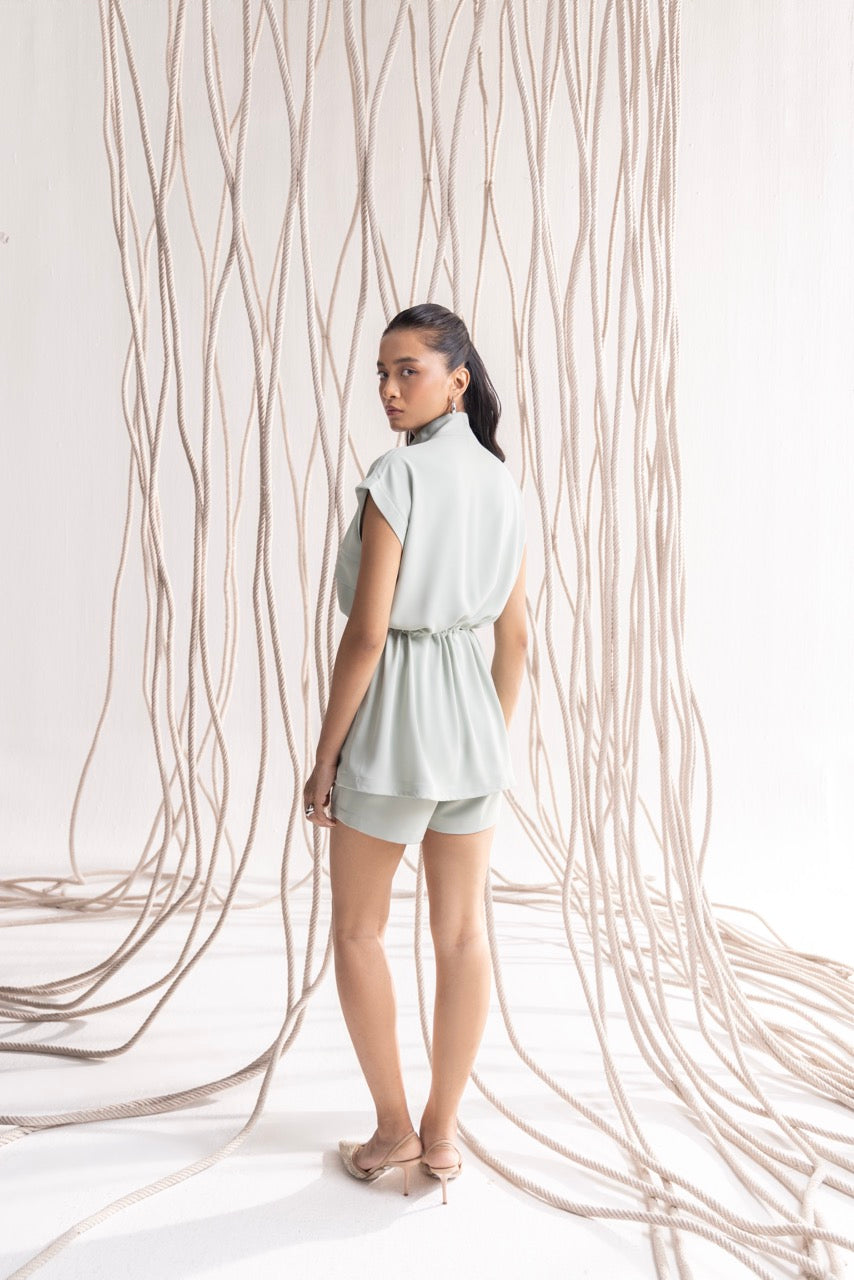 Minty Blue Mesh Jacket with Matching Shorts