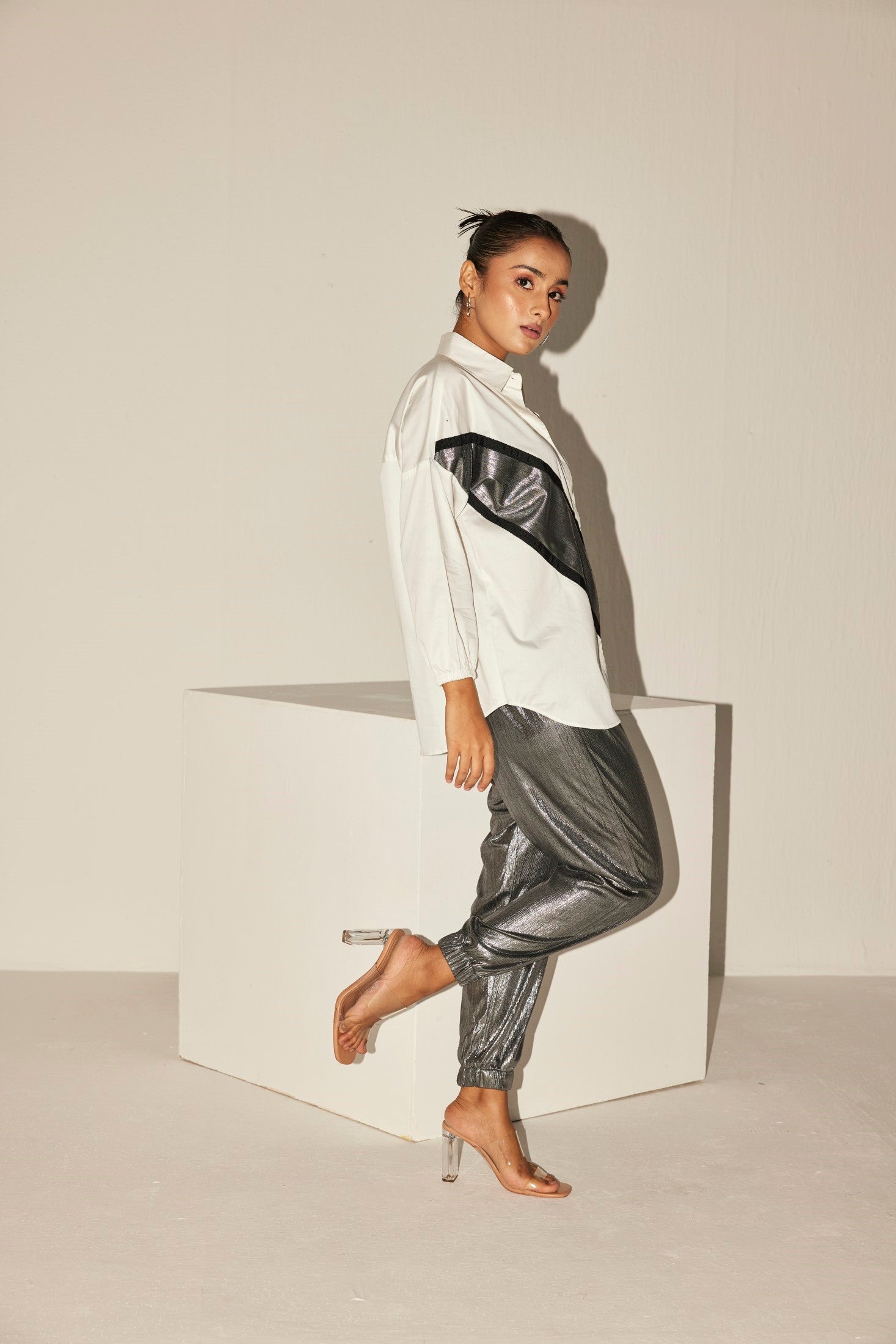 WHITE AND SILVER JAZZ CO-ORD SET